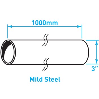 Exhaust Steel Tube Straight , Mild Steel - 3" x 1m